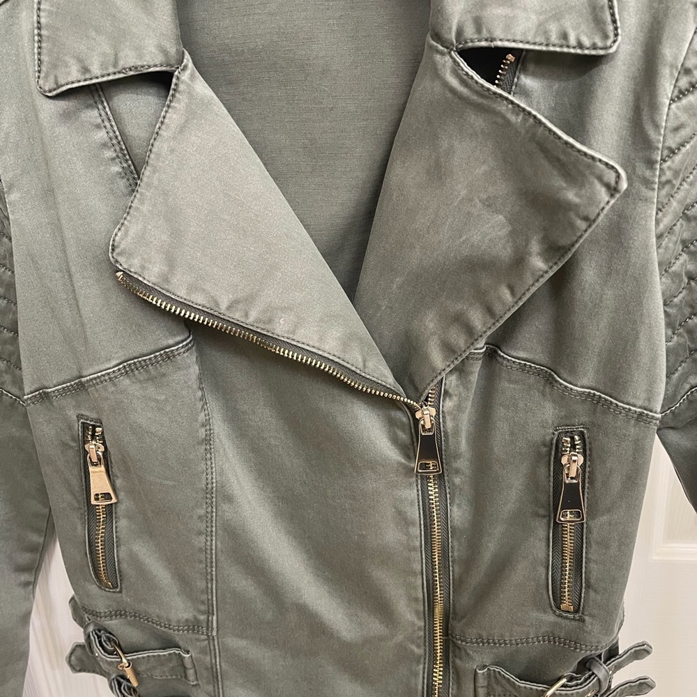 Bebe Green Bomber Jacket  Size S - Picture 3 of 6